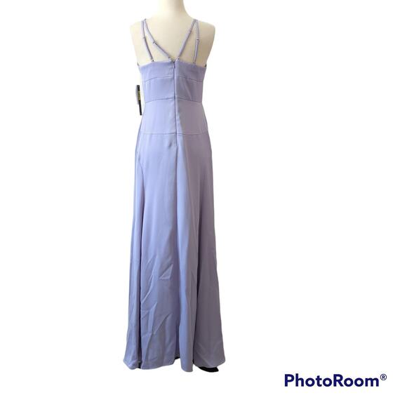 Nicole Miller Dress 4 Purple Lavender Strap Cage V-Neck Formal Maxi Floor Length - Picture 3 of 14